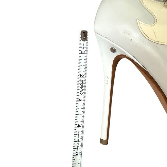 Laurence Dacada Peep Toe Buckle White Leather Ankle Boot $760 sz 37EU, US 6,5-7 - Picture 12 of 12